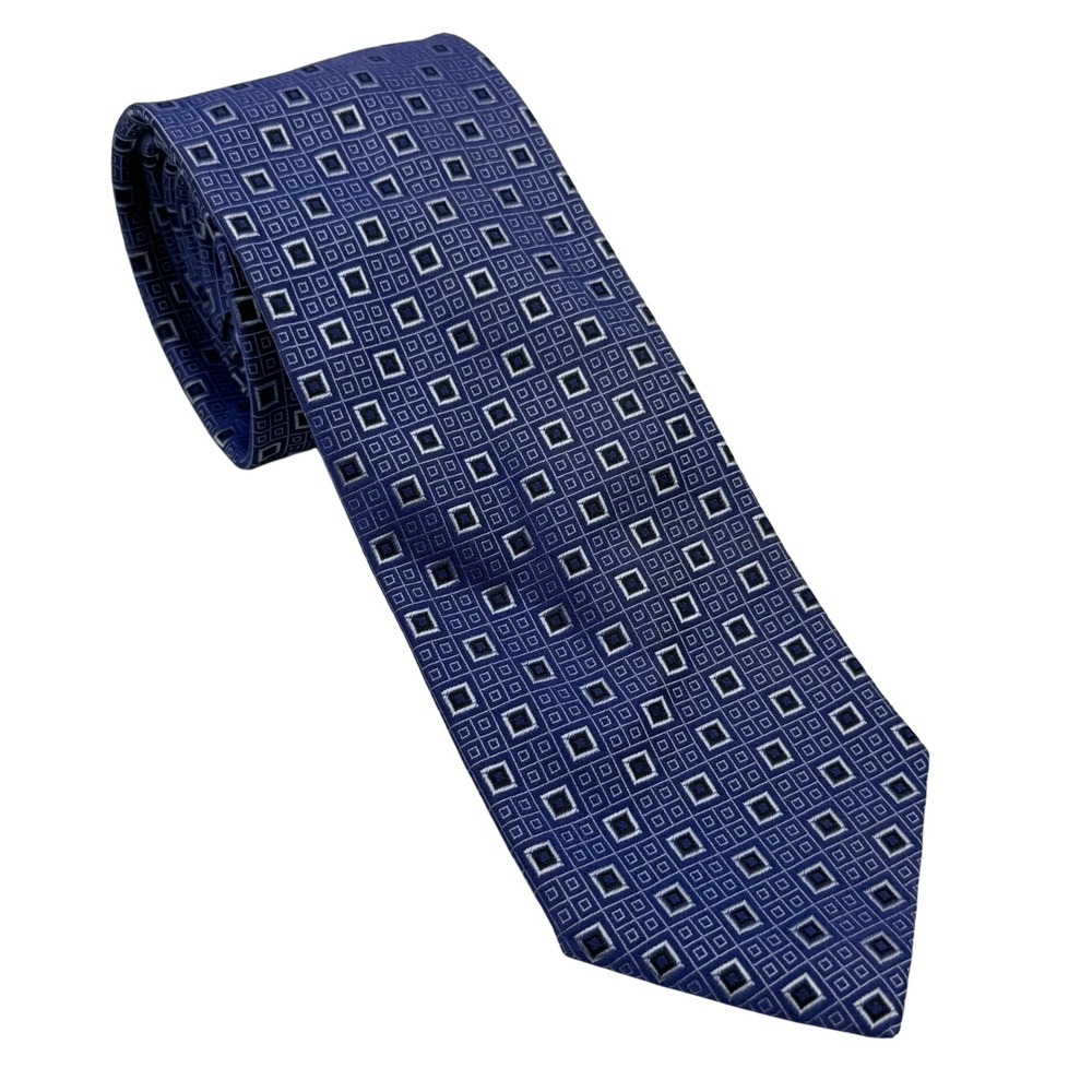 Tino Cosma Italy Men's Blue Geometric Silk Necktie Business Formal Designer‎